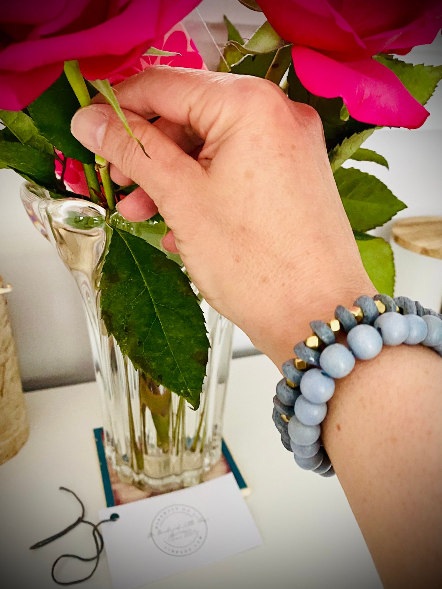 Bracelet soucoupe en verre Ashanti Stack en gris
