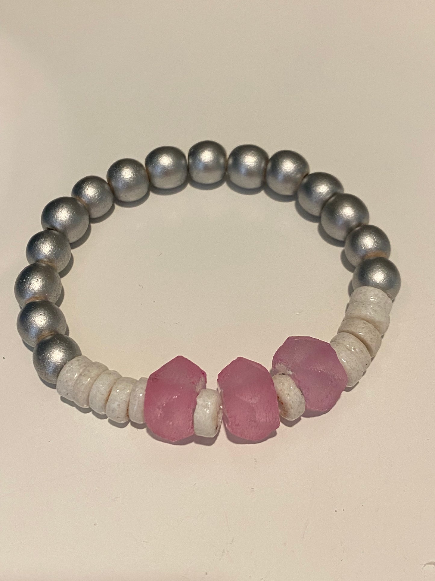 Bracelet rose et argent