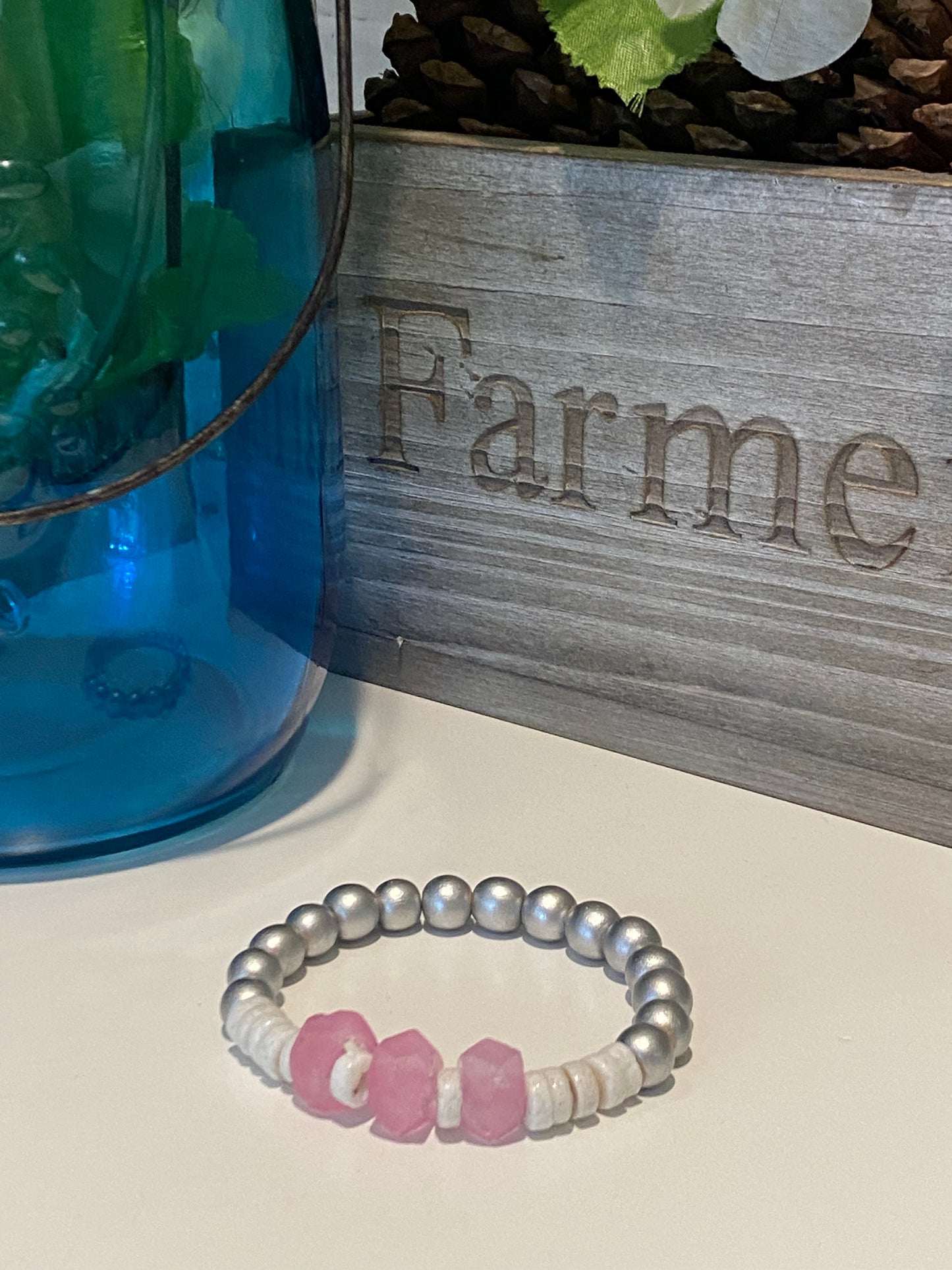 Bracelet rose et argent