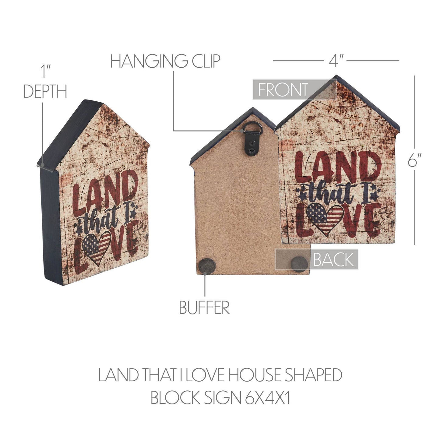 The Americana Collection “Land That I Love” House Shaped Block Sign