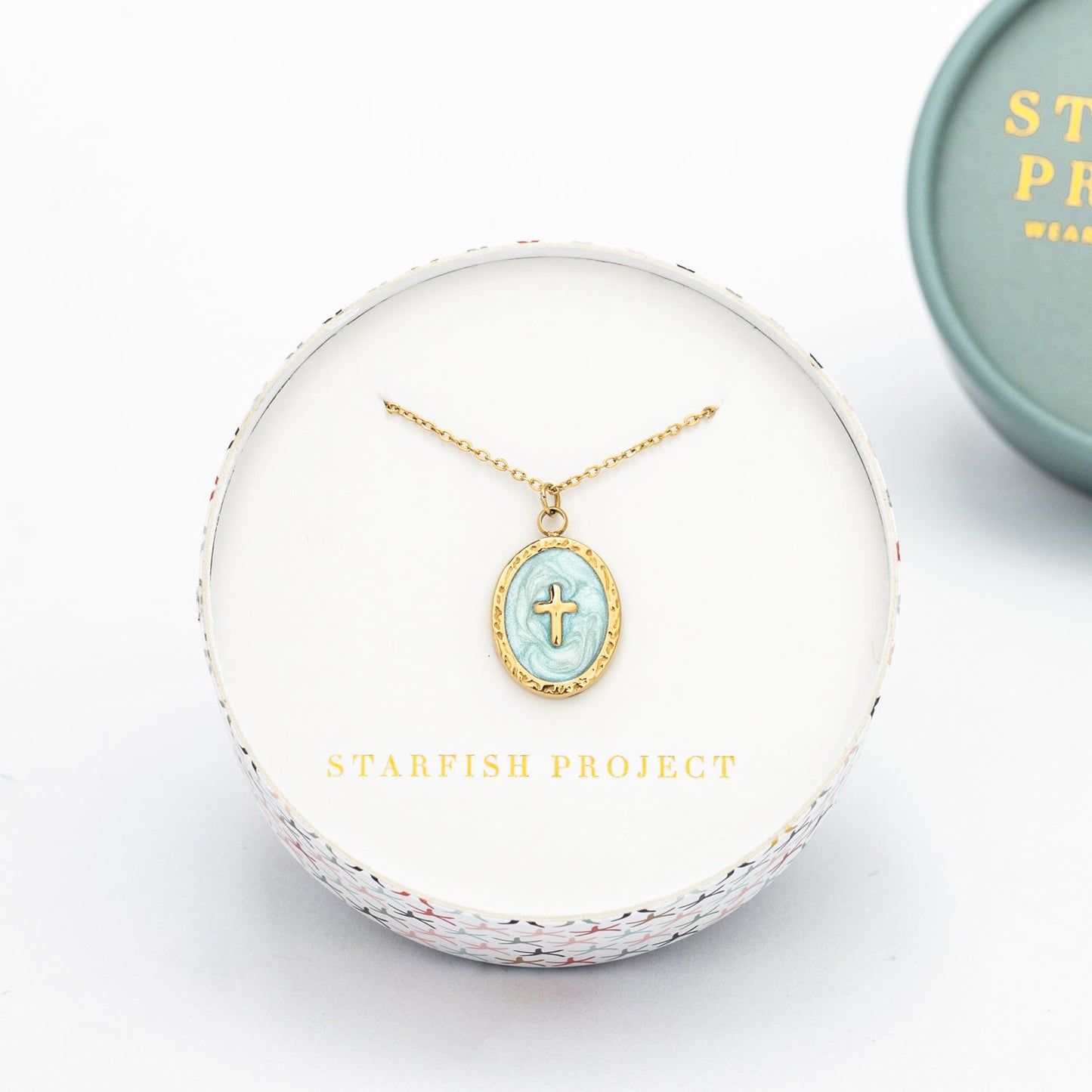 Starfish Project- Shine Bright Cross Pendant in Mint