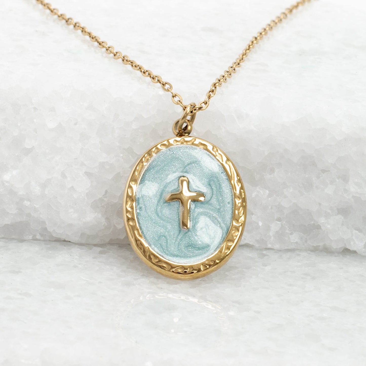 Starfish Project- Shine Bright Cross Pendant in Mint