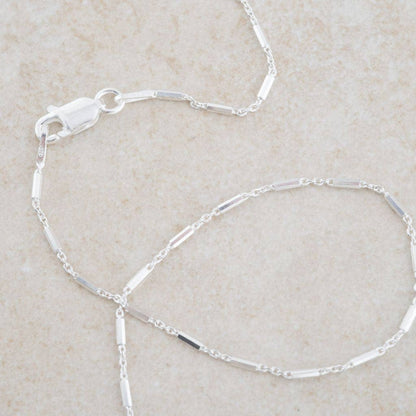 Holly Lane Elegant Sterling Silver Bar Chain Necklace 18”