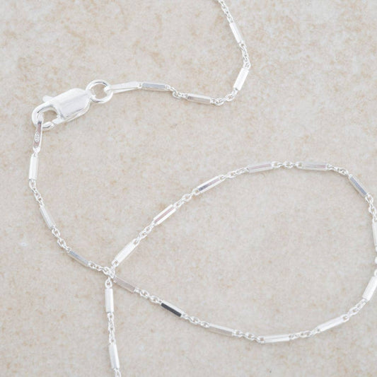 Holly Lane Elegant Sterling Silver Bar Chain Necklace 18”