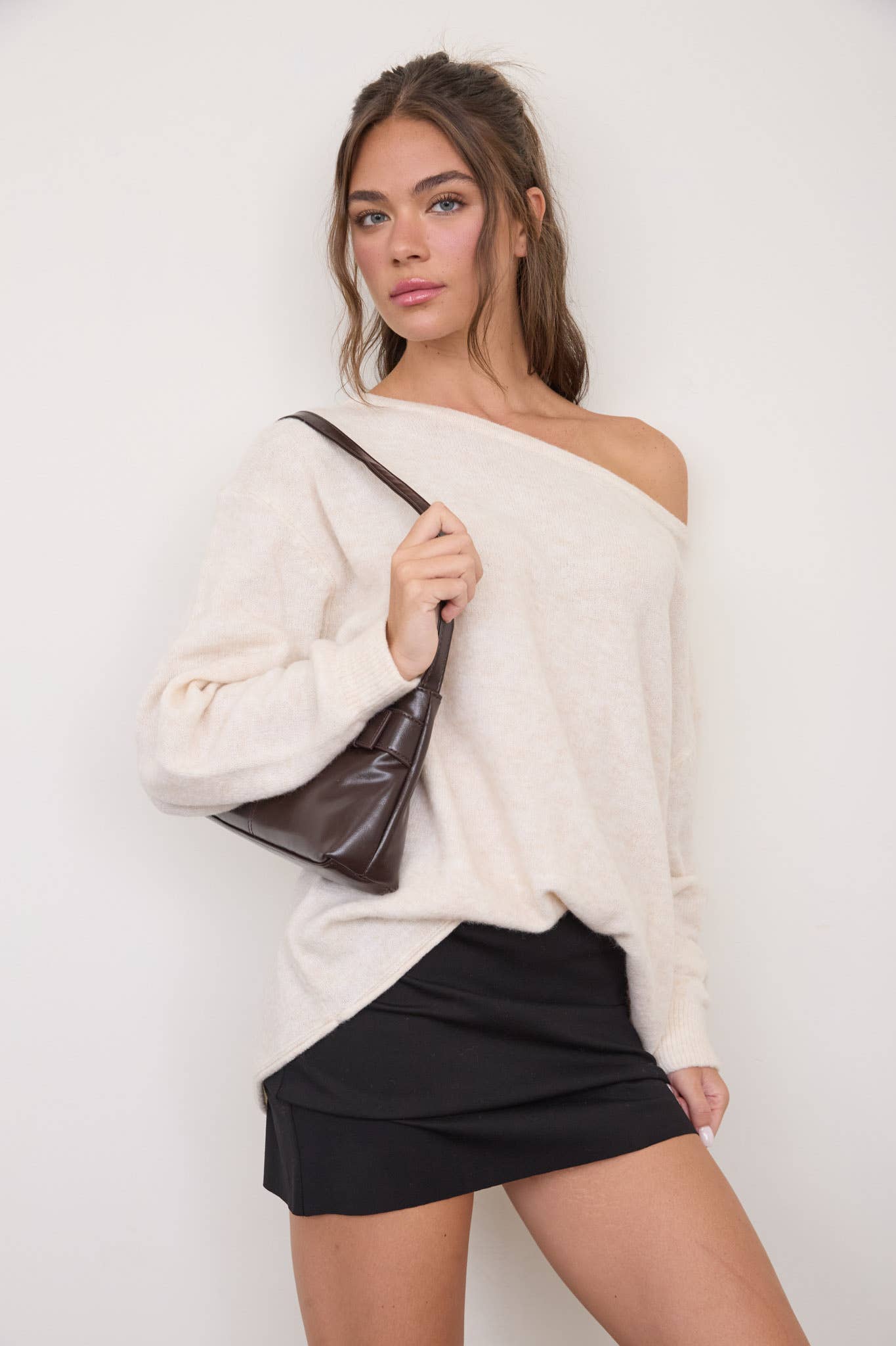 Cream Boatneck Slouchy Sweater *Preorder