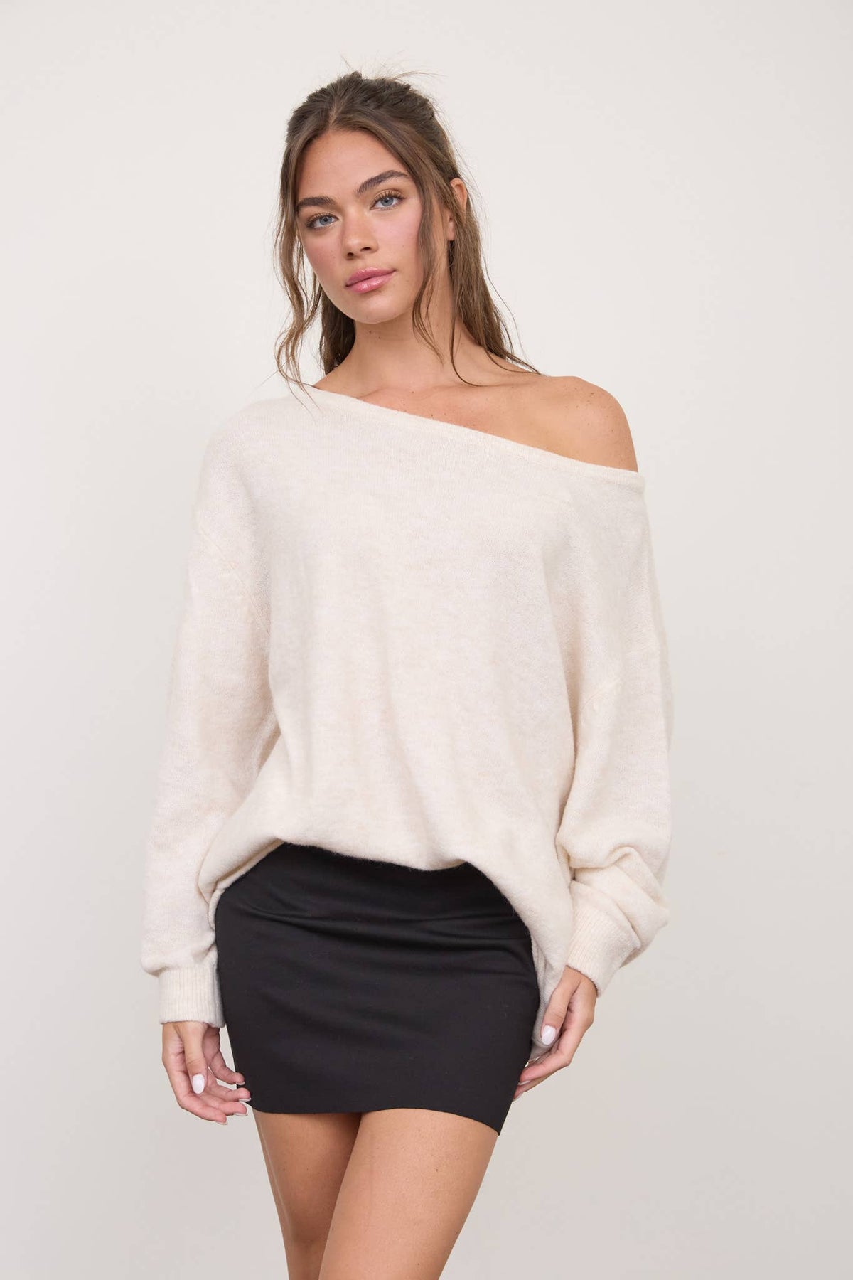 Cream Boatneck Slouchy Sweater *Preorder