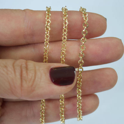 14K Gold Filled 3mm Starburst Diamond Cut Chain (3ft Pack): 3 ft