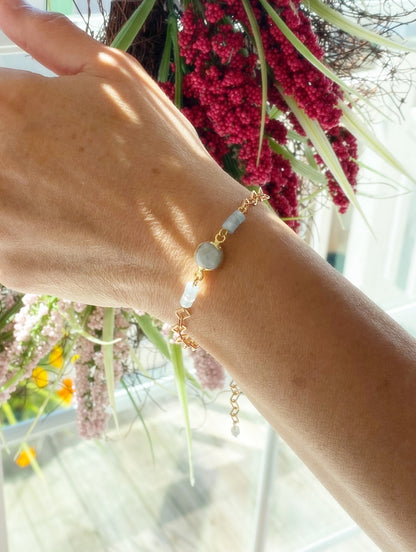 Aquamarine and Chain Bracelet