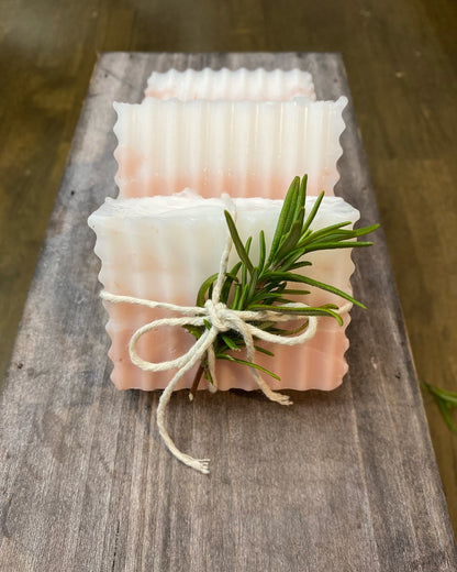 Pink and White Peppermint Crinkle Cut Soap Bar