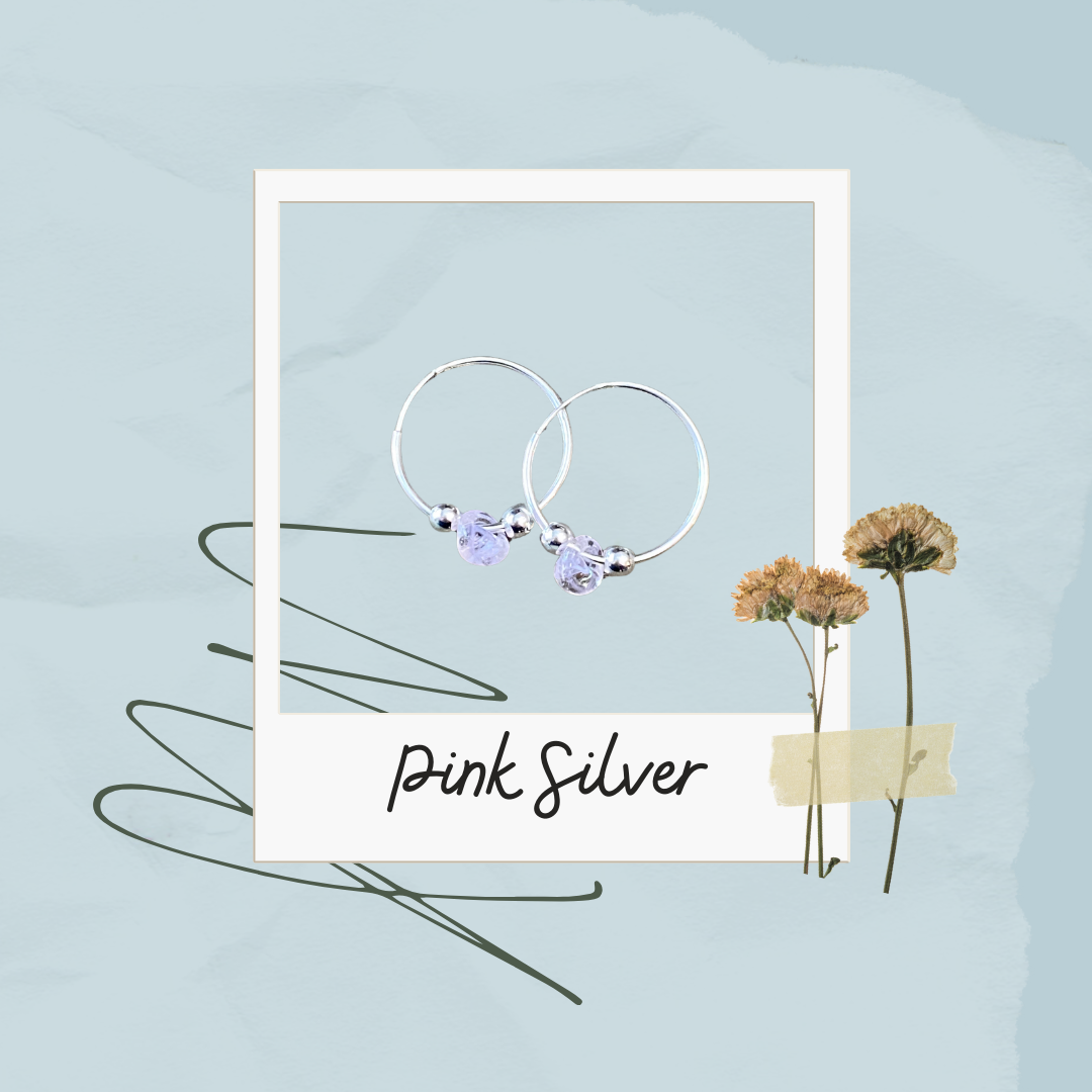 Pink Siver Teardrop Earrings
