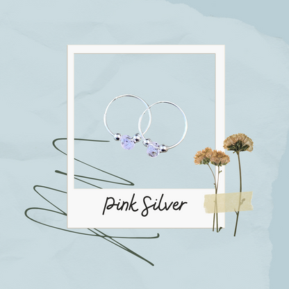 Pink Siver Teardrop Earrings