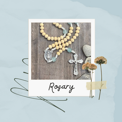 Recycled Glass and Wood Corded Rosary