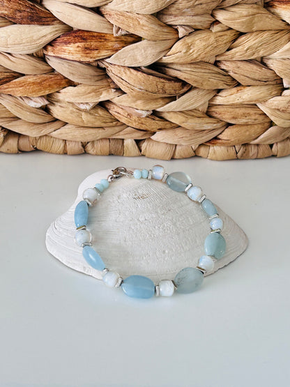 Aquamarine and White Cloud Bracelet