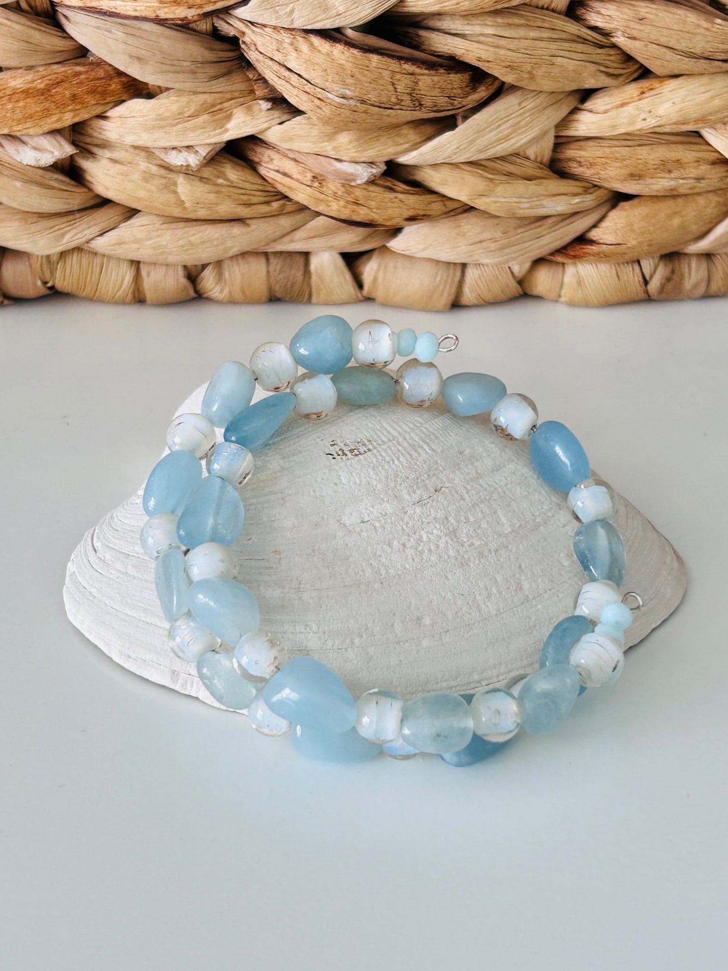 Aquamarine Double Wrap Bracelet