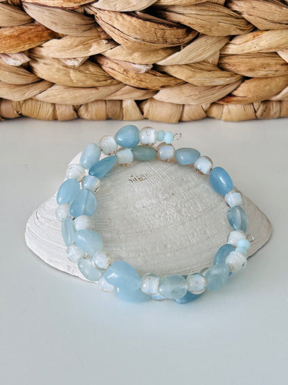 Aquamarine Double Wrap Bracelet