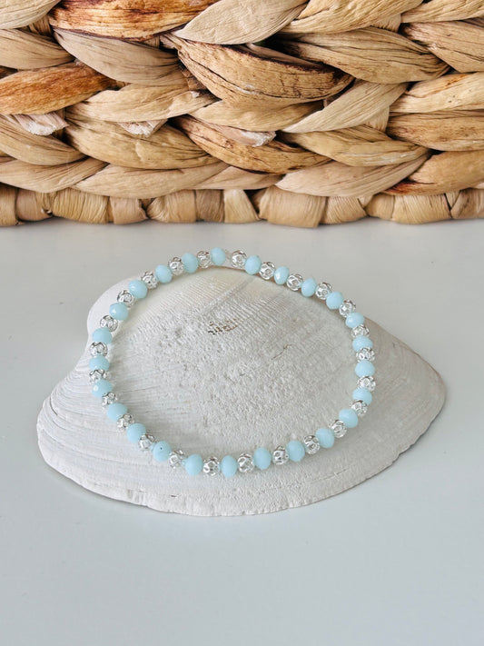 Aqua and Silver Dainty Bracelet