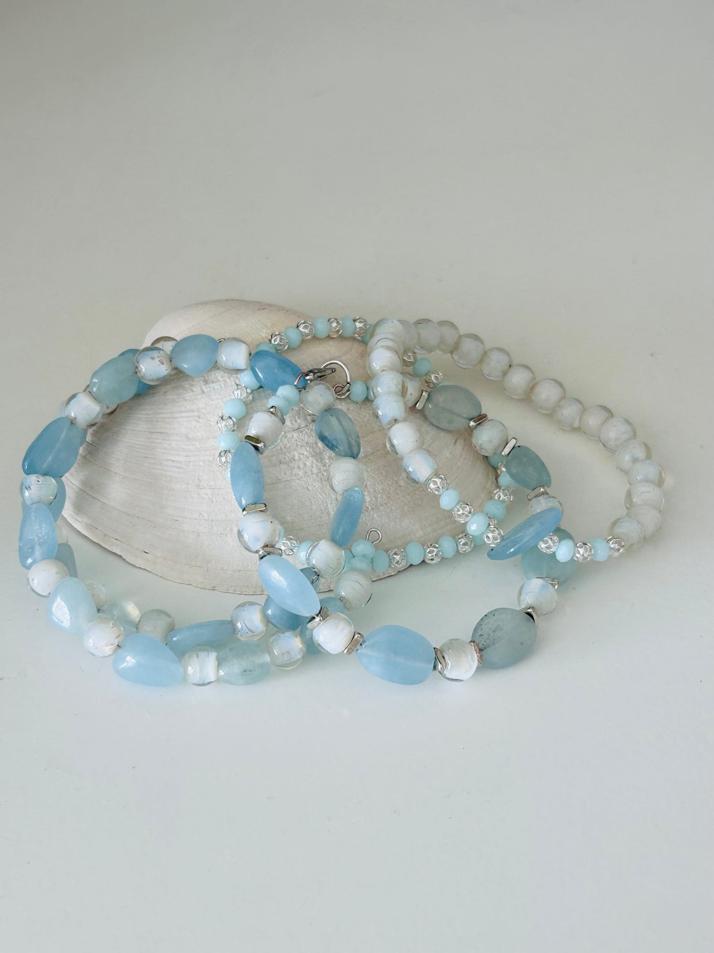Aqua and Silver Dainty Bracelet