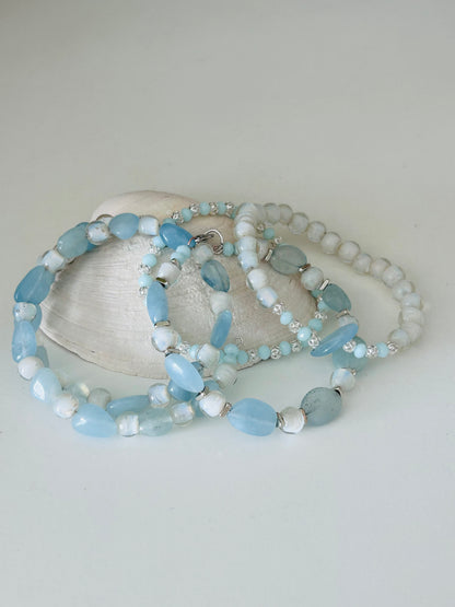 Aqua and Silver Dainty Bracelet