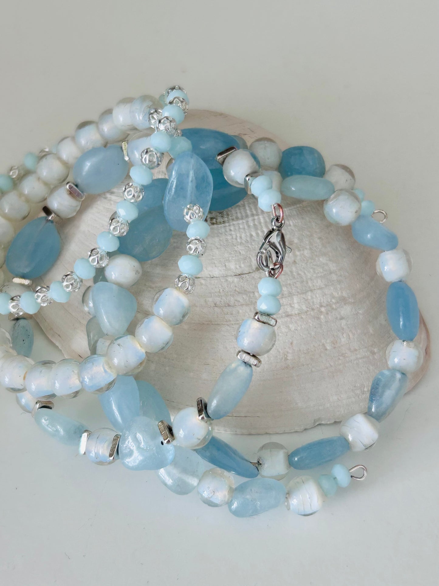 Aqua and Silver Dainty Bracelet