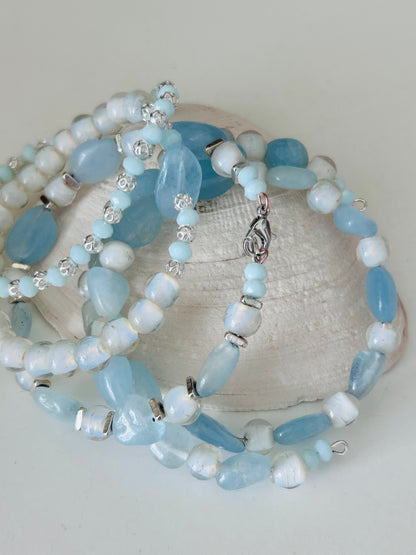 Aqua and Silver Dainty Bracelet