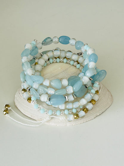 Aquamarine and White Cloud Bracelet