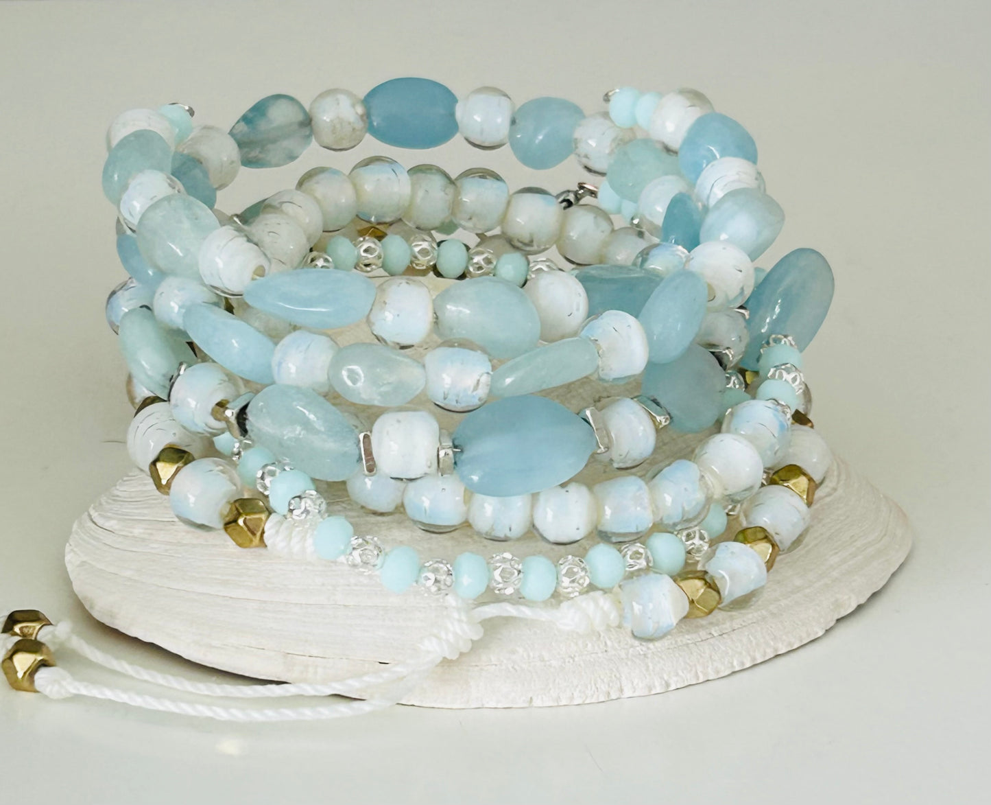 White Cloud and Gold Bracelet
