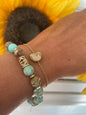 Sea Sediment Jasper with Puffy Heart Bracelet Set