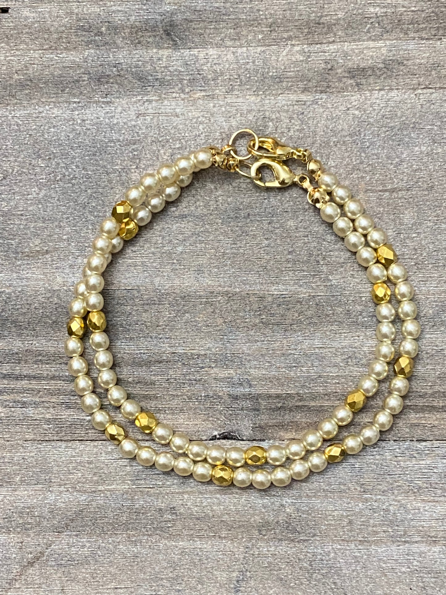 Pearl with Gold Accent Bracelet