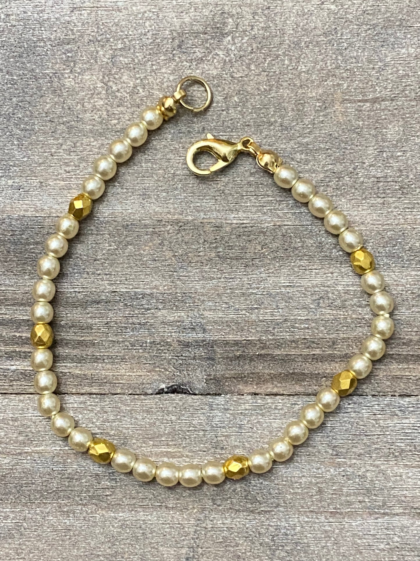 Pearl with Gold Accent Bracelet