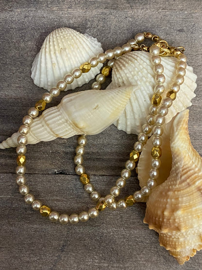 Pearl with Gold Accent Bracelet