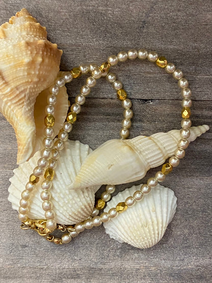 Pearl with Gold Accent Bracelet