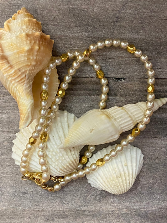 Pearl with Gold Accent Bracelet