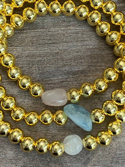 Gold with Aquamarine Bracelet