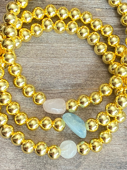 Gold with Aquamarine Bracelet