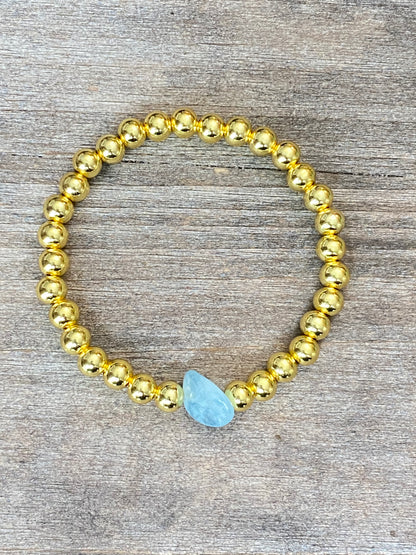 Gold with Aquamarine Bracelet