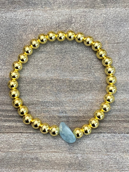 Gold with Aquamarine Bracelet