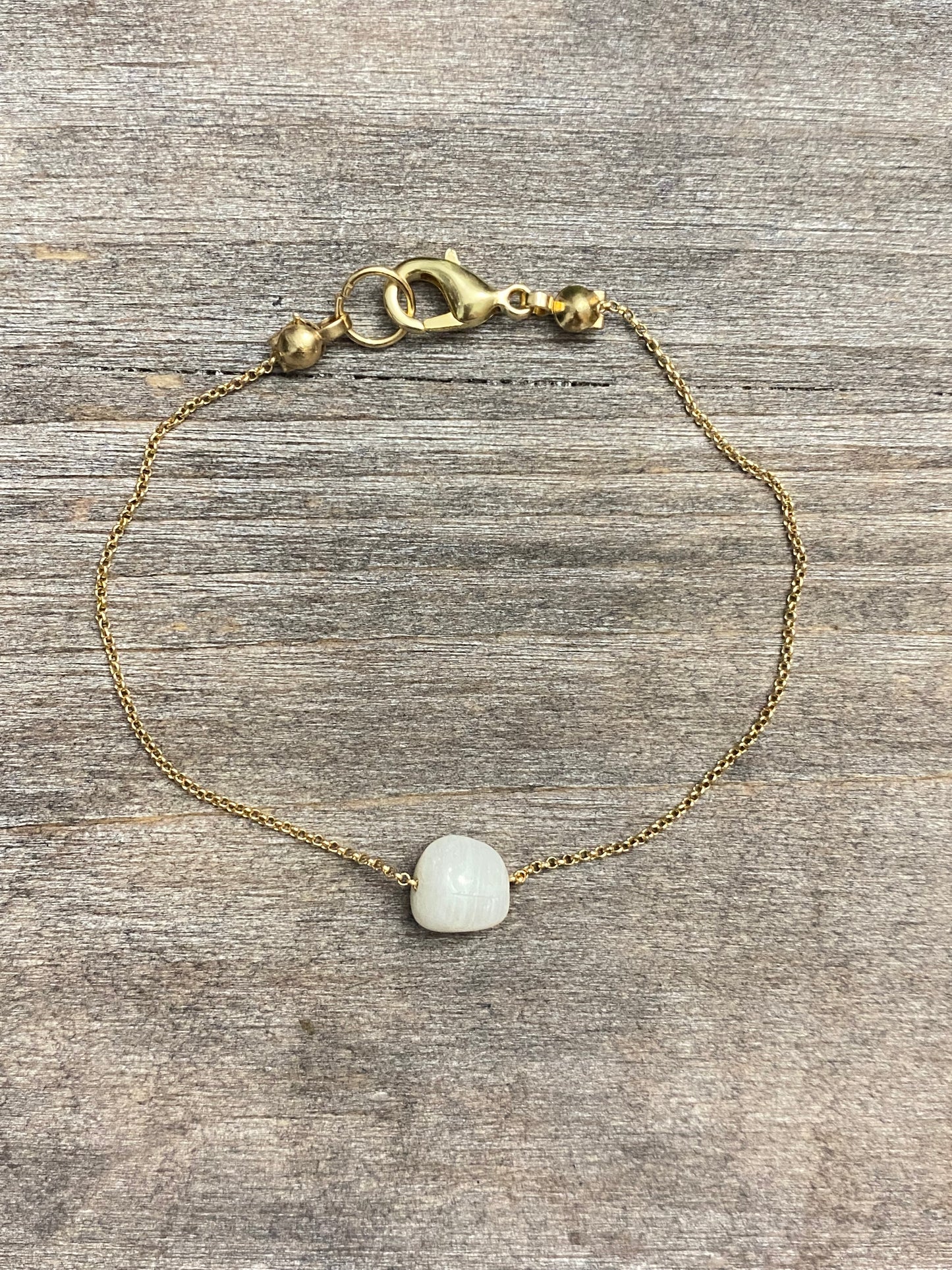 Gold Tone Chain Bracelet with Moonstone