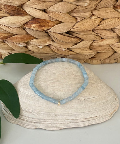 Aquamarine and Gold Disc Bracelet