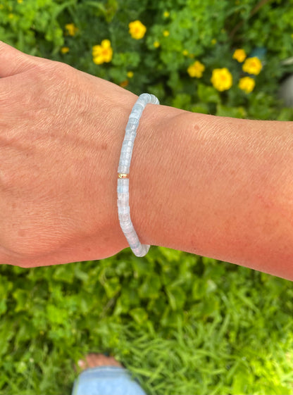 Aquamarine and Gold Disc Bracelet
