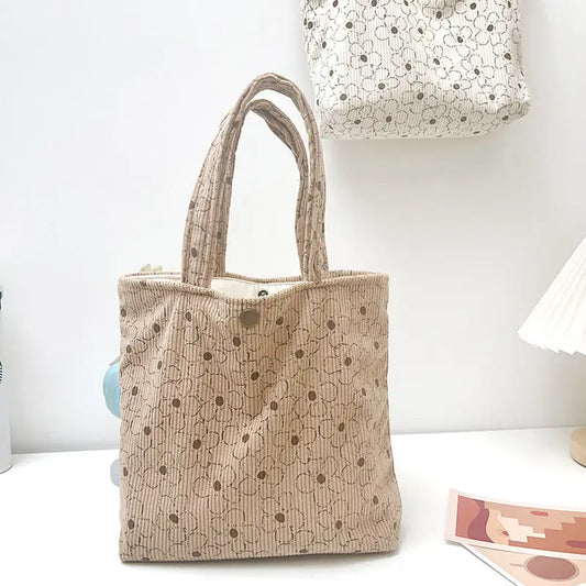 Cherry Blossom Corduroy Tote