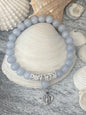 Miraculous Medal Aquamarine and Silver Tone Bracelet