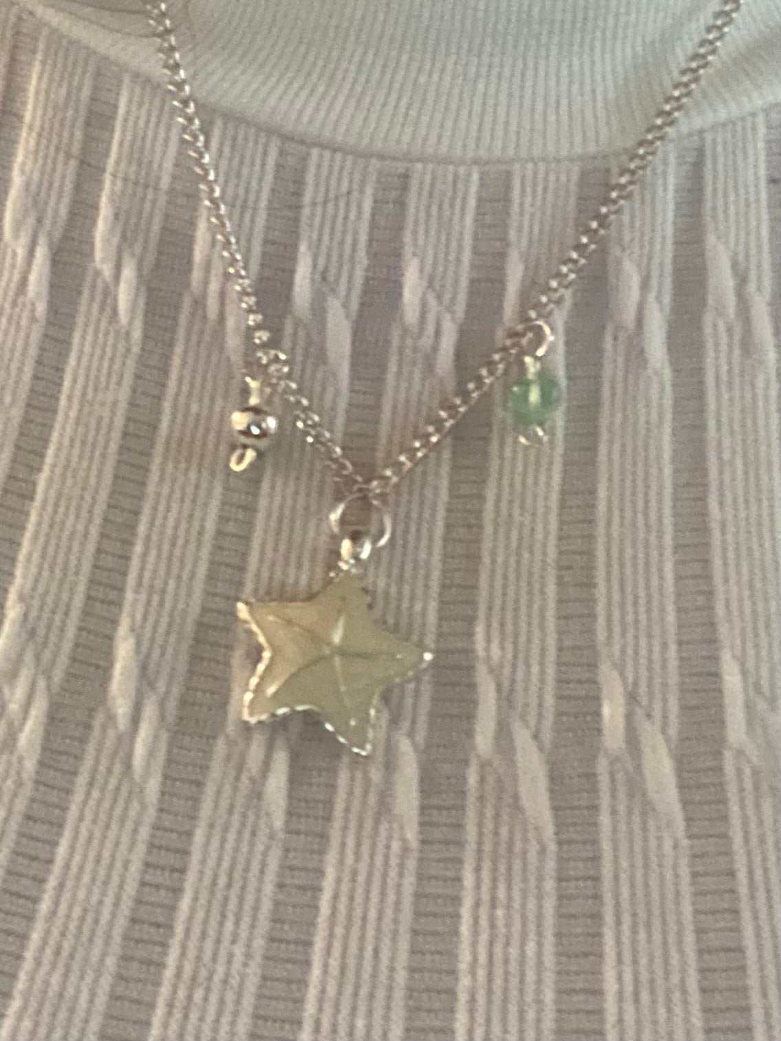 B’s Charm Bar- Starfish and Green Heart Necklace