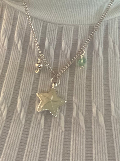 B’s Charm Bar- Starfish and Green Heart Necklace