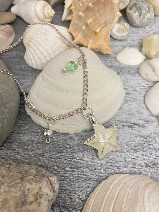B’s Charm Bar- Starfish and Green Heart Necklace