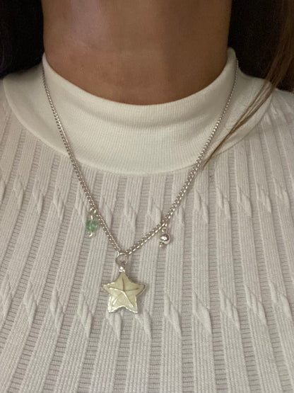 B’s Charm Bar- Starfish and Green Heart Necklace