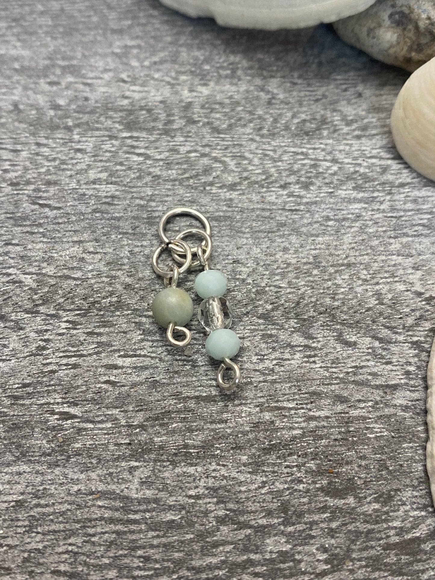 B’s Charm Bar Turquoise and Clear Glass with Amazonite Charm