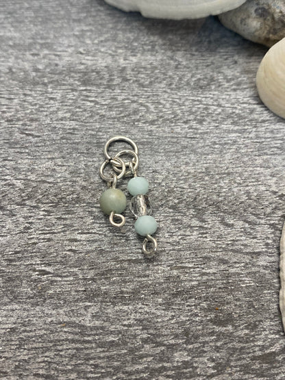 B’s Charm Bar Turquoise and Clear Glass with Amazonite Charm