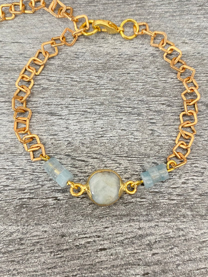 Aquamarine and Chain Bracelet