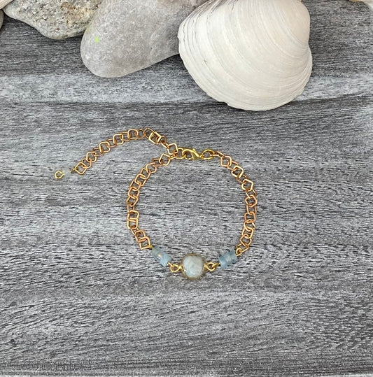 Aquamarine and Chain Bracelet