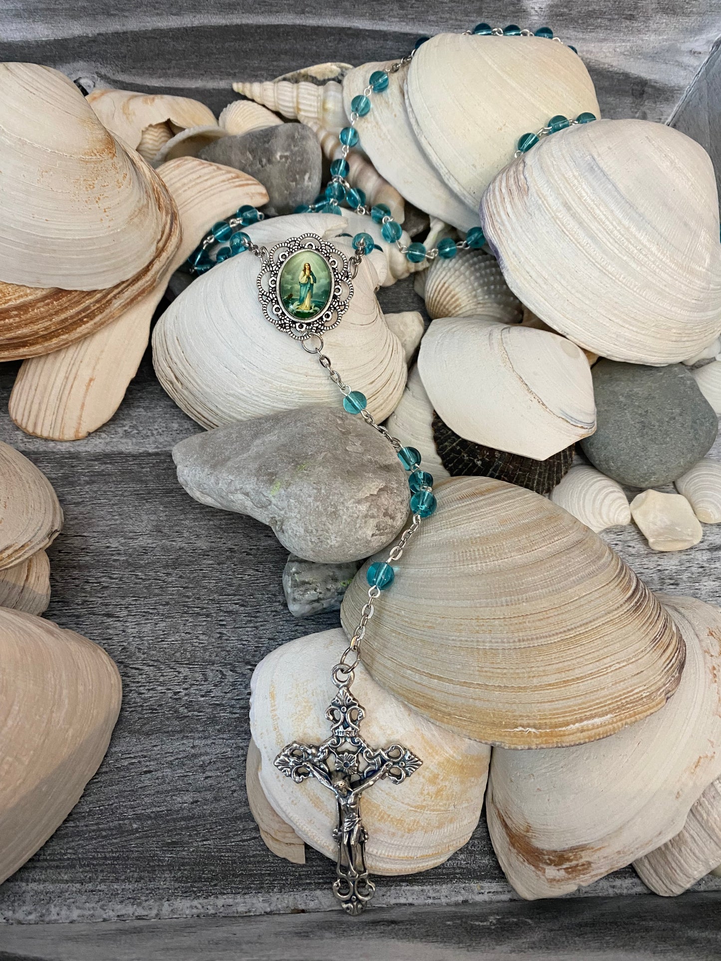 Stella Maris Handmade Rosary Blue/Green